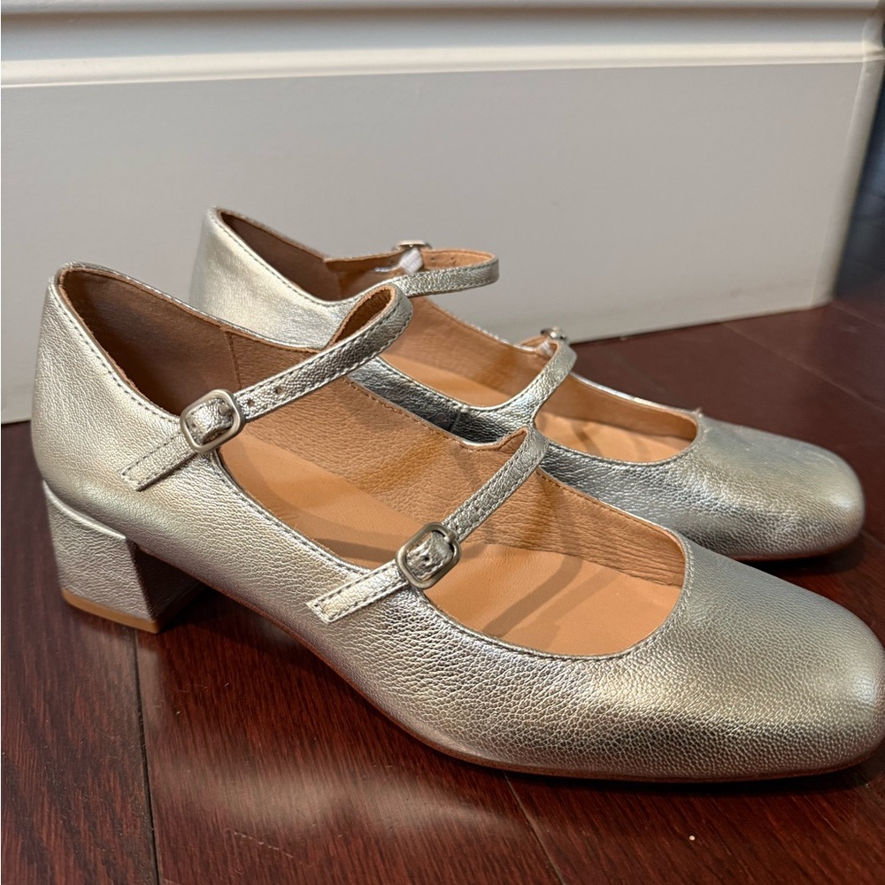 Madewell Silver Mary Jane Heels